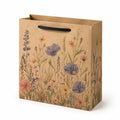 Borsa regalo 26 x 12 x 23 cm in carta kraft marrone con stampa floreale e manici in cordoncino