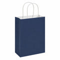 Sacchetto regalo 18 x 8 x 24 cm in carta blu navy con manici ritorti - confezione verticale