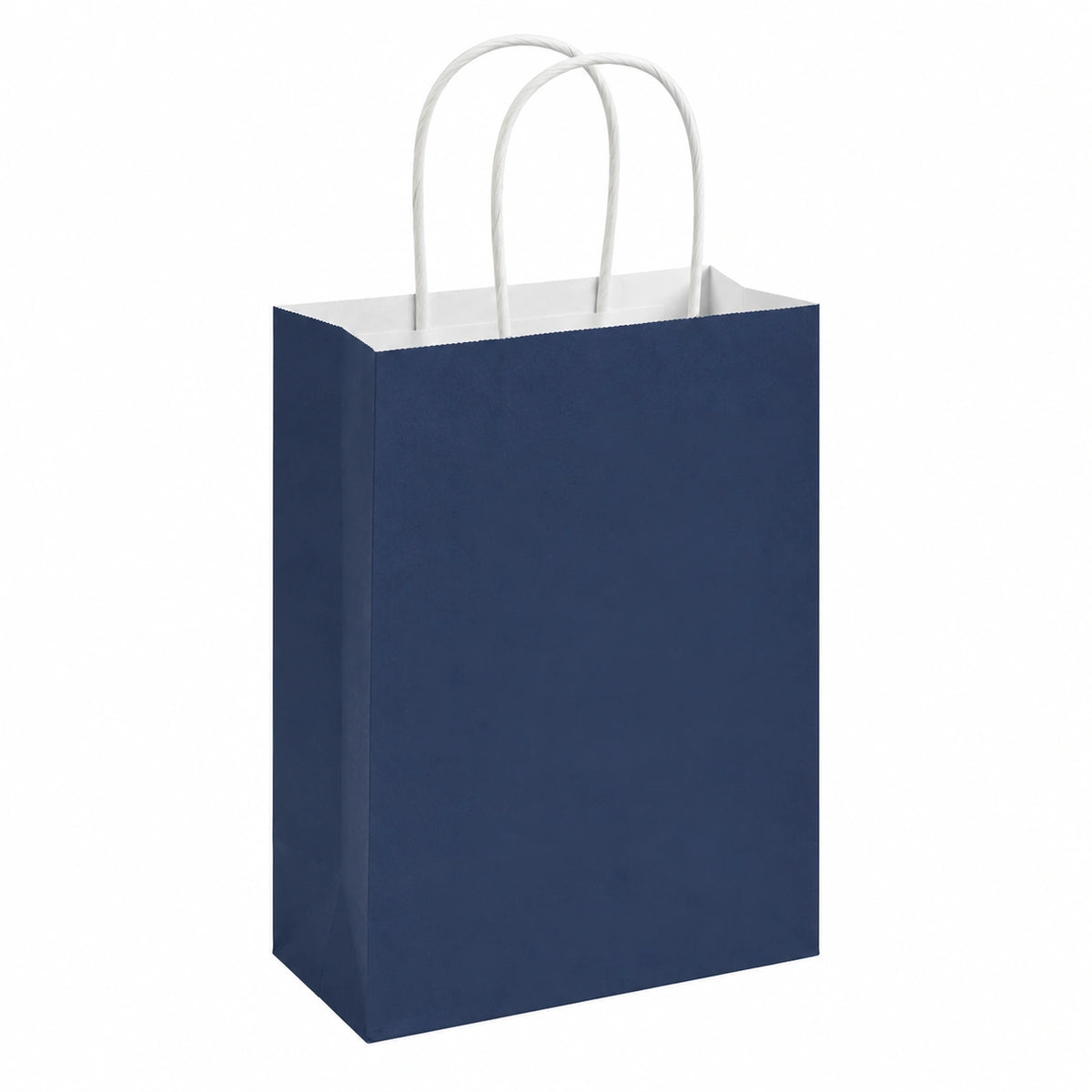 Sacchetto regalo 18 x 8 x 24 cm in carta blu navy con manici ritorti - confezione verticale