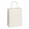 Borsa regalo 18 x 8 x 23 cm in carta avorio con manici intrecciati stile puntinato