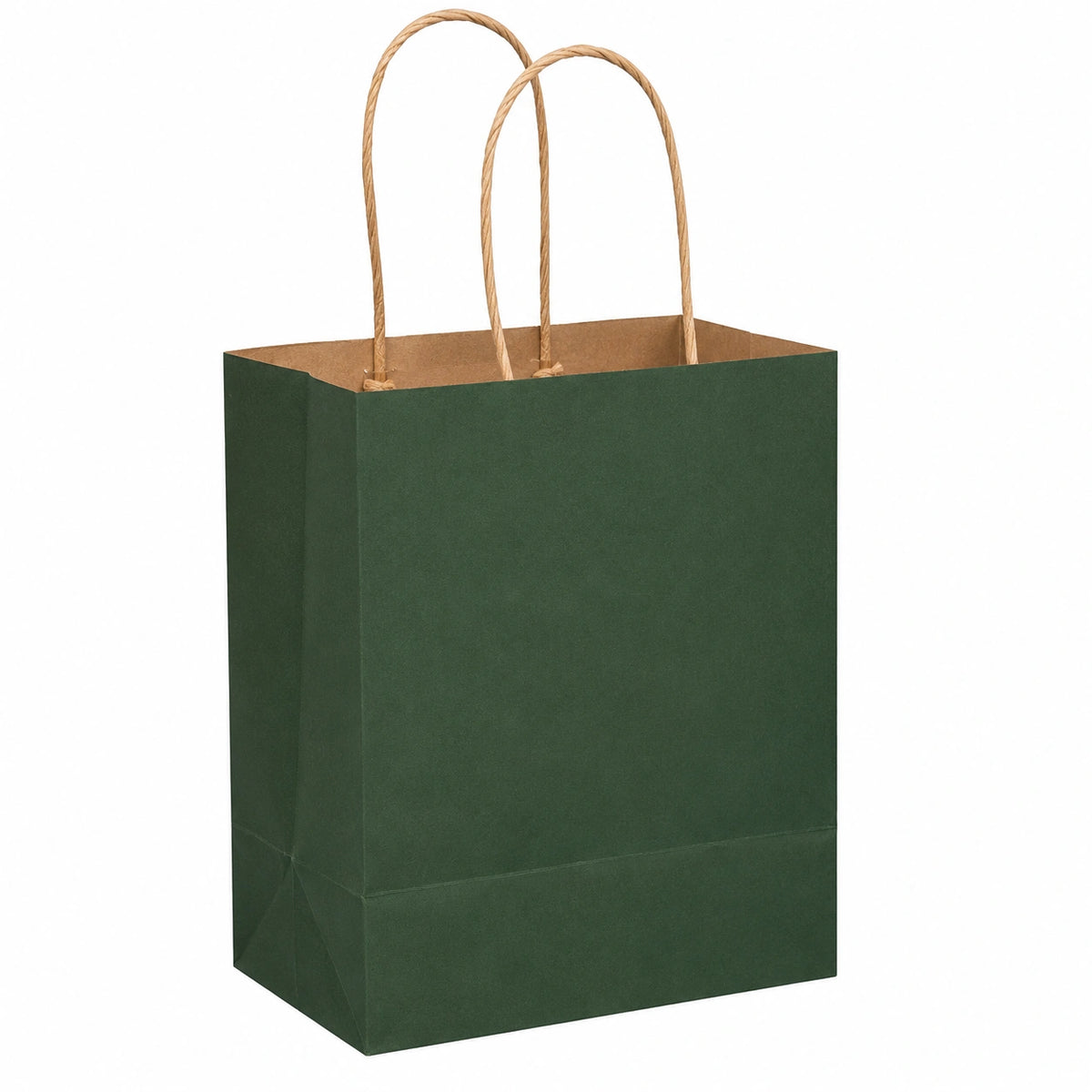Sacchetto regalo 18 x 10 x 23 cm in carta verde con manici in corda - stile minimalista