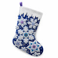 Calza natalizia 45 cm in feltro blu con paillettes e fiocchi di neve decorativa da appendere