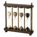Clessidra decorativa 40 x 12 x 38 cm in vetro metallo e legno marrone bronzo a quattro colonne