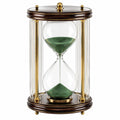 Clessidra decorativa 20 x 30 cm in vetro e legno marrone con sabbia verde stile classico