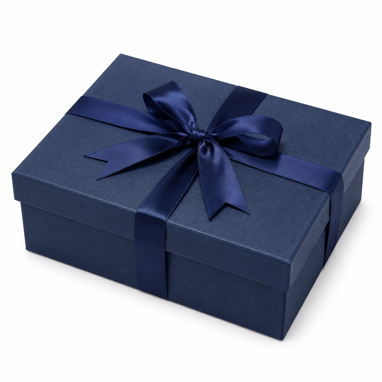 Scatola regalo 25 x 18 x 10 cm in cartone blu navy con nastro in raso - chiusura con coperchio
