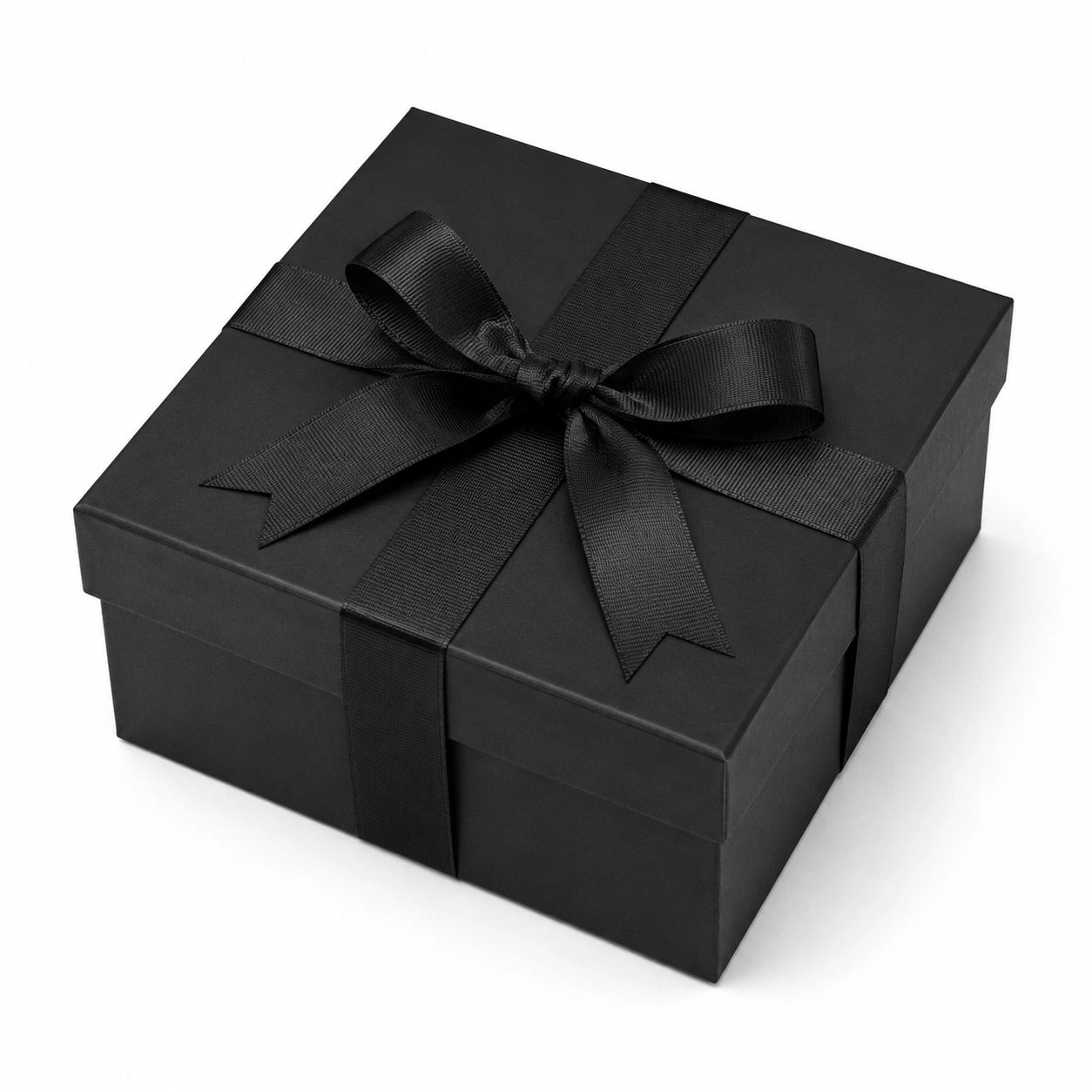 Scatola regalo quadrata 20 x 20 x 10 cm in cartone nero con nastro decorativo