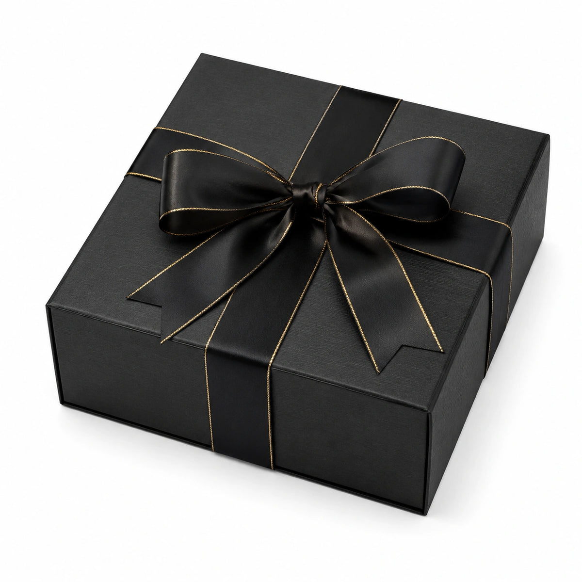 Scatola regalo 20 x 20 x 8 cm in cartone nero con nastro decorativo stile elegante