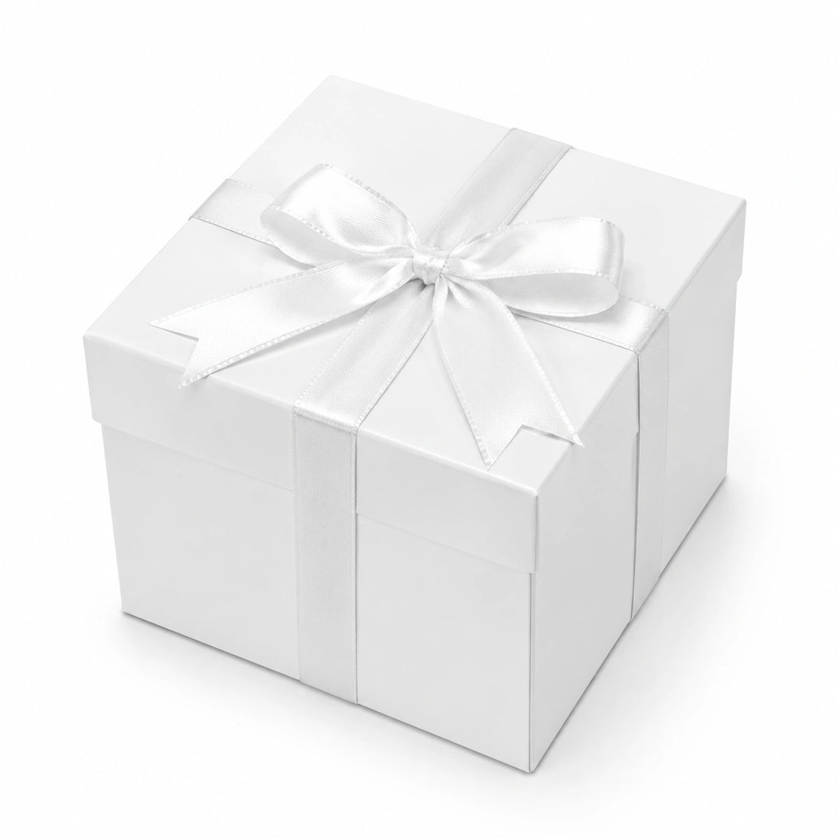 Scatola regalo 20 x 20 x 20 cm in cartoncino bianco con nastro in raso - confezione elegante