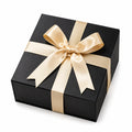 Scatola regalo 20 x 20 x 8 cm in cartone nero e oro con nastro decorativo